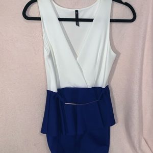 White & Black dress with gold belt!